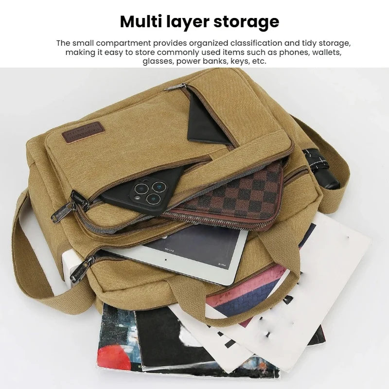 Canvas Shoulder Bag for Men – Casual Crossbody Tote