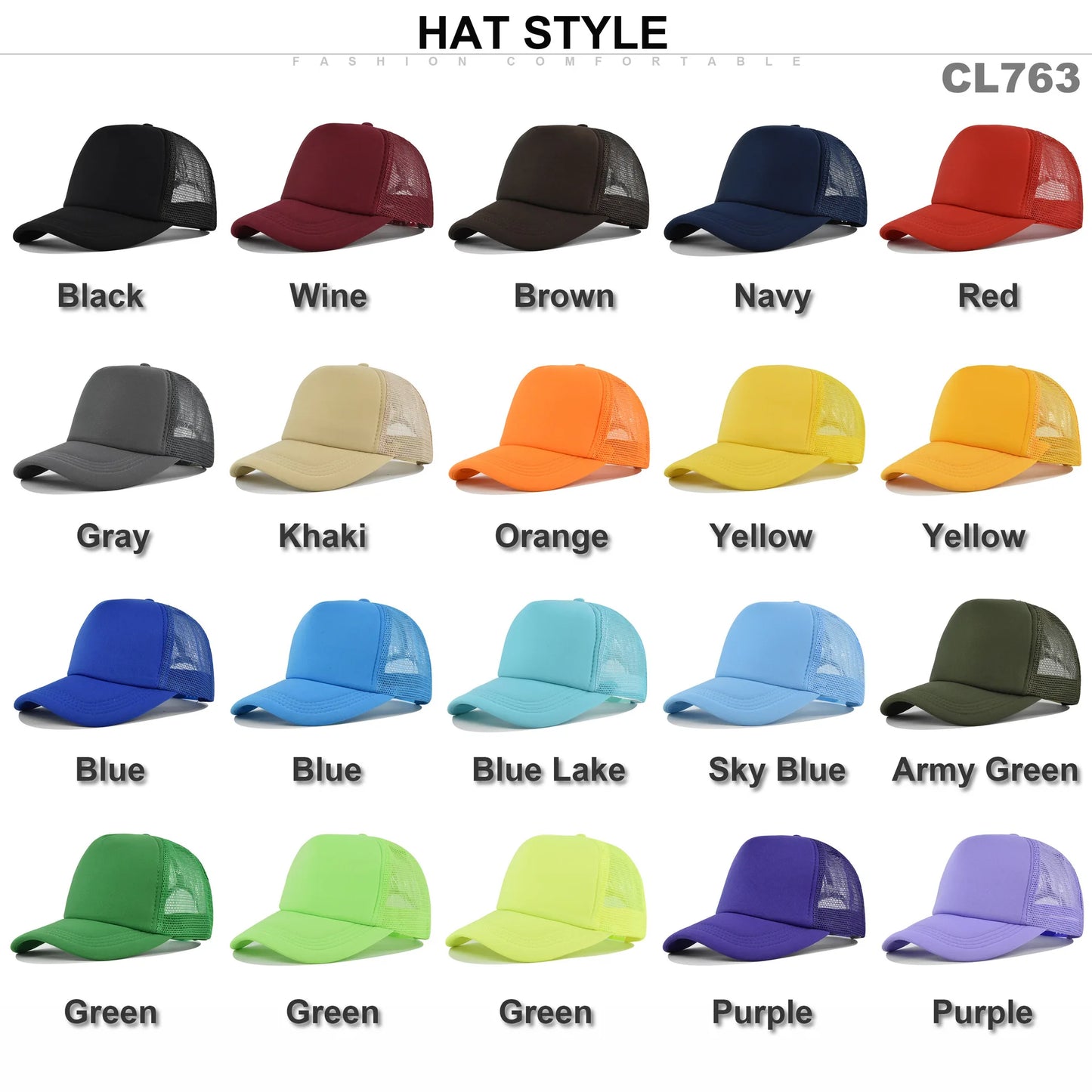 Plain Trucker Hat – Adjustable Mesh Snapback Baseball Cap