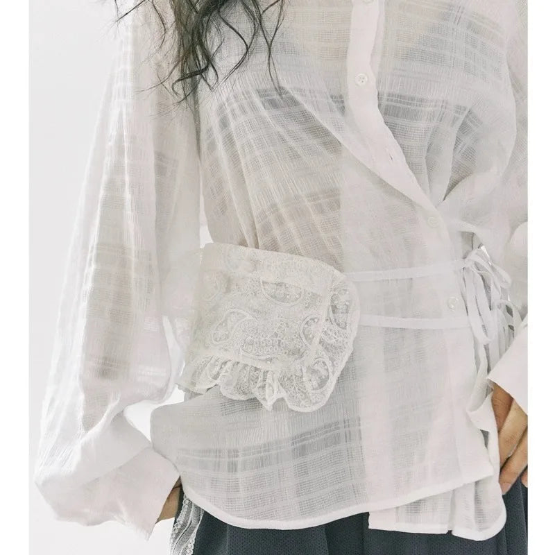 Ruffle Lace Fanny Pack – Y2K Aesthetic Waist Bag