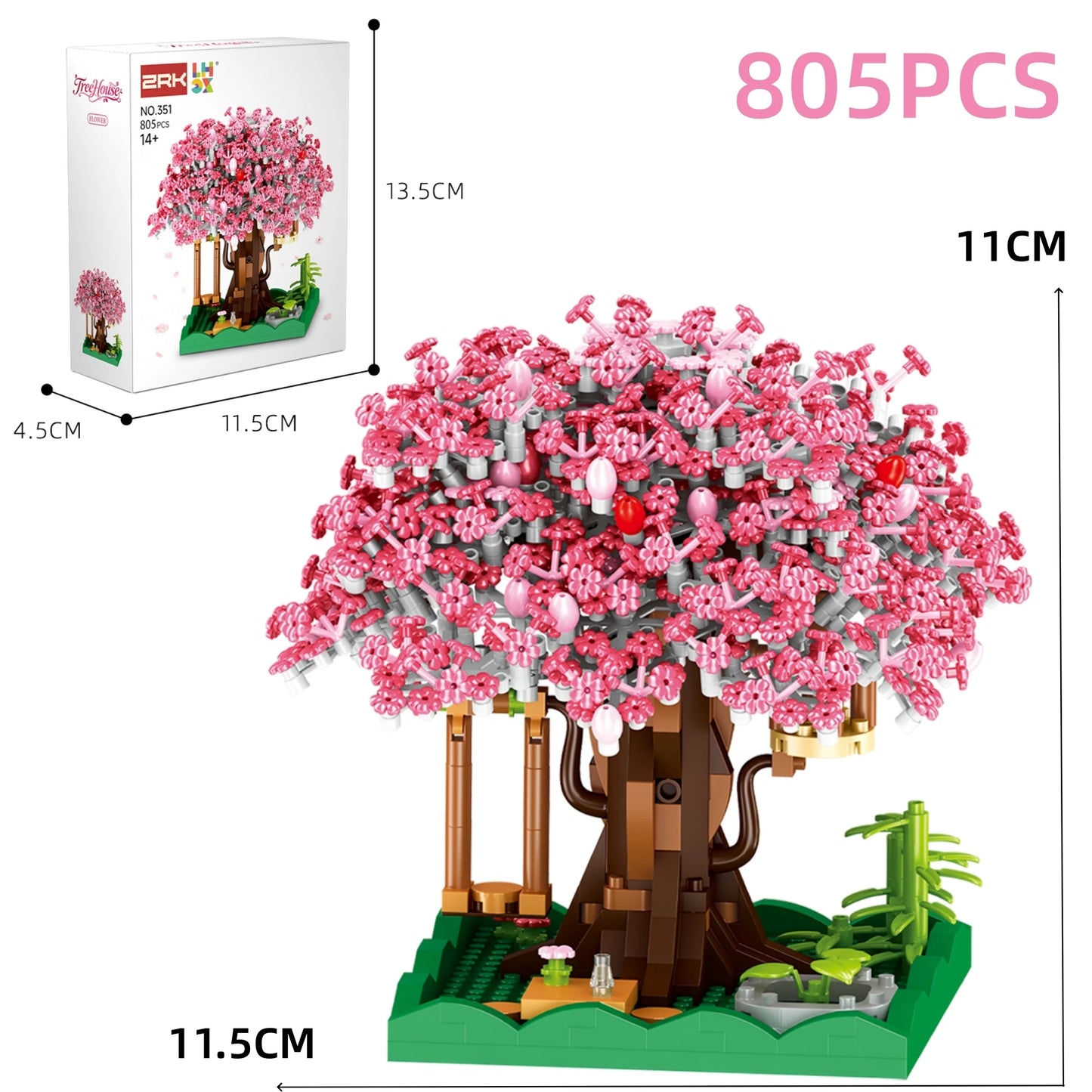 Cherry Blossom Tree House Building Blocks Set – DIY Floral Model Kit