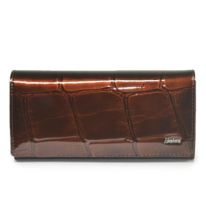 Stone Pattern Genuine Leather Long Wallet for Women