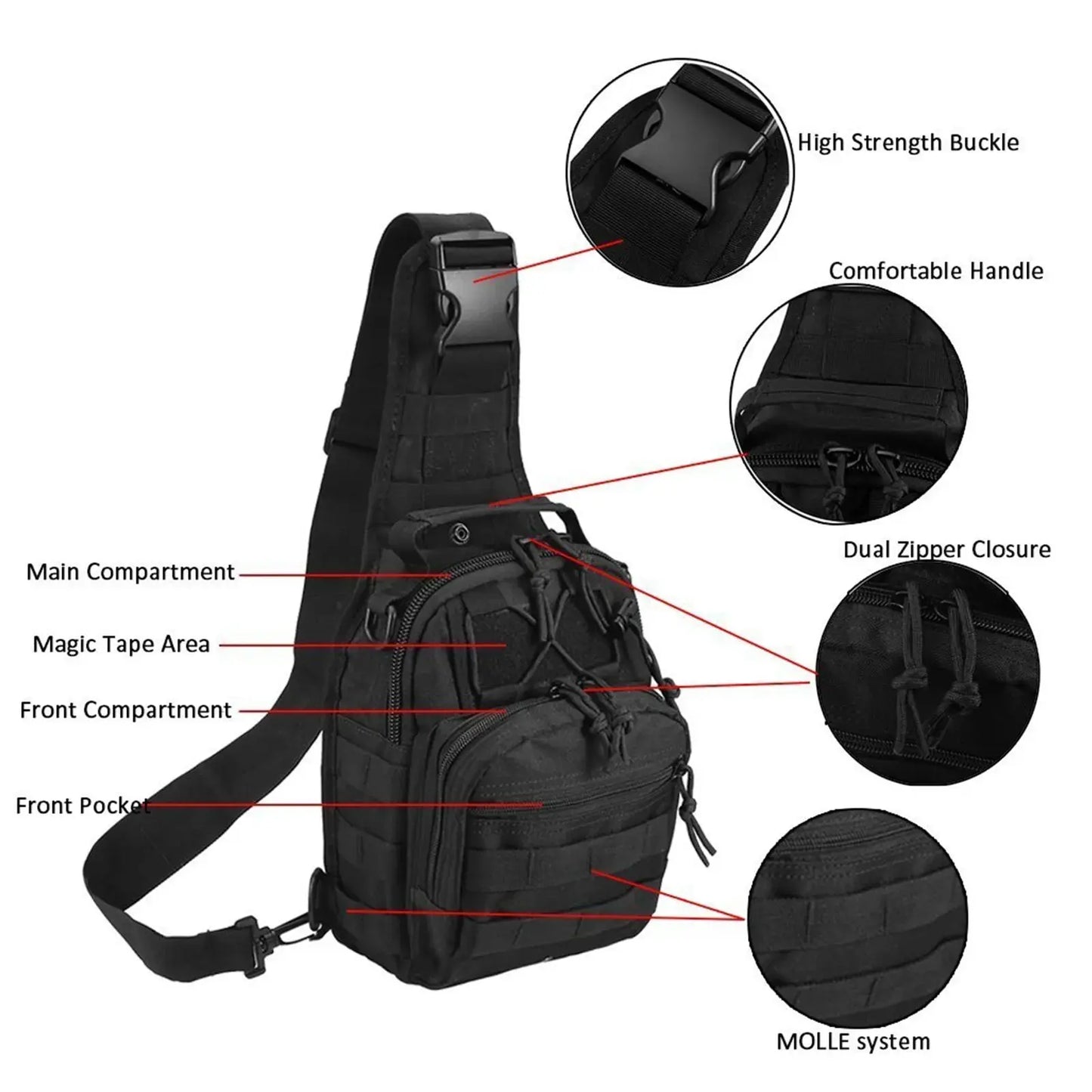 Tactical Sling Bag – MOLLE EDC Shoulder Pack