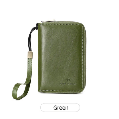 RFID Blocking Passport Wallet – PU Leather Zipper Travel Card Holder with ID Window