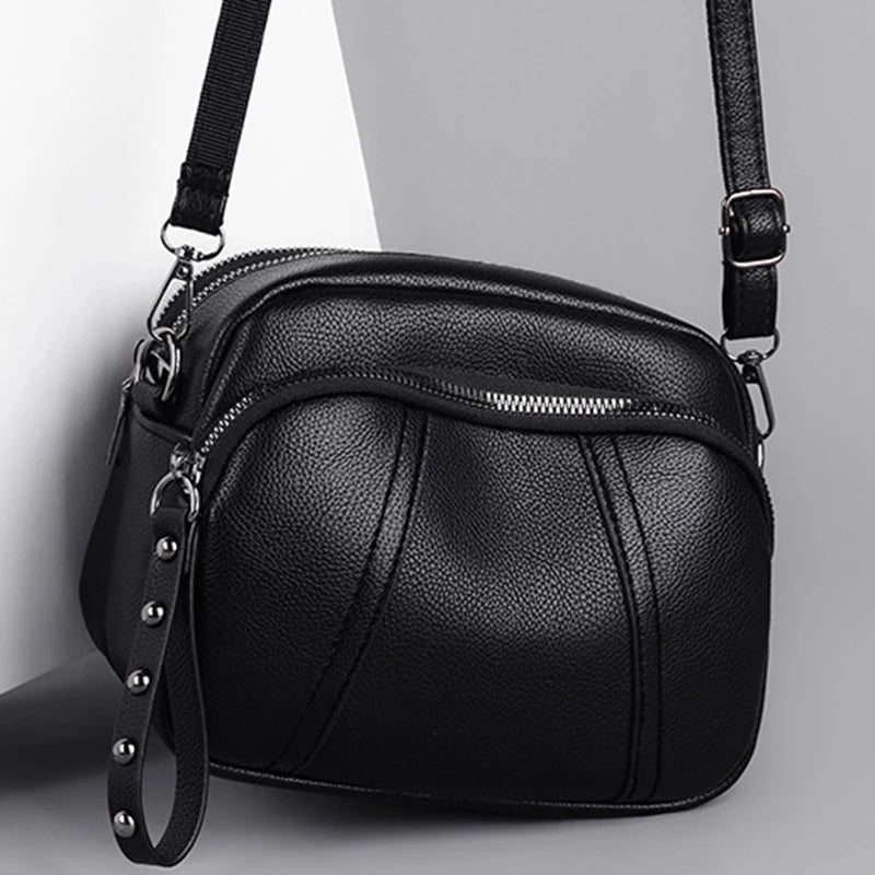 Crossbody Bag for Women – Soft Faux Leather Rivet Zipper Purse