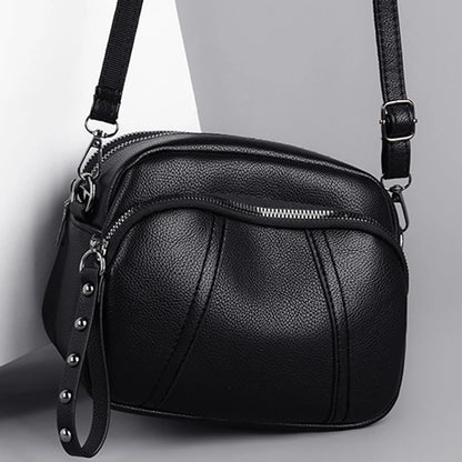 Crossbody Bag for Women – Soft Faux Leather Rivet Zipper Purse