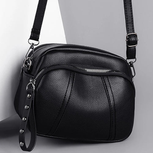 Crossbody Bag for Women – Soft Faux Leather Rivet Zipper Purse