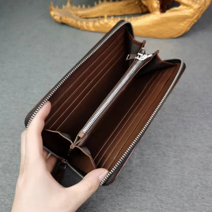 Genuine Crocodile Leather Long Zip-Around Wallet