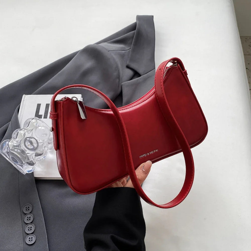 Y2K Leather Shoulder Bag for Women – Cute Mini Underarm Purse