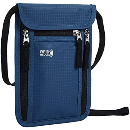 RFID Blocking Neck Wallet & Family Passport Holder Travel Organizer
