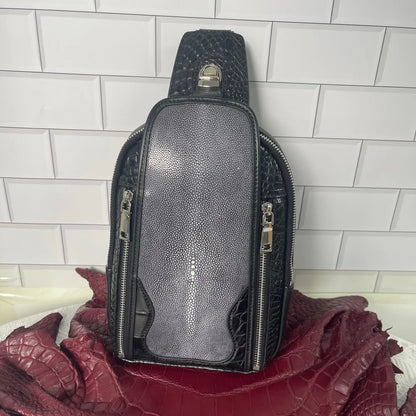 Crocodile & Stingray Leather Sling Bag for Men – Handmade Crossbody