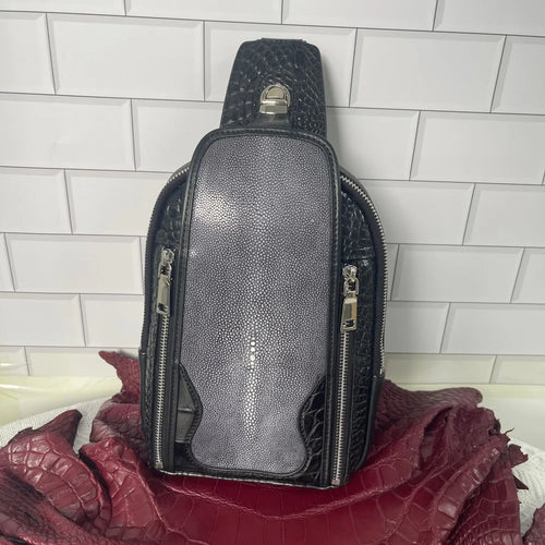 Crocodile & Stingray Leather Sling Bag for Men – Handmade Crossbody