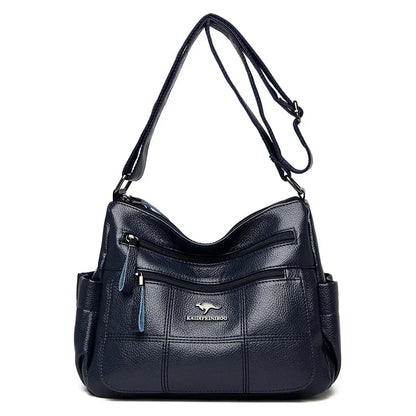 Leather Shoulder Bag for Women – Multi-Pocket Crossbody Purse