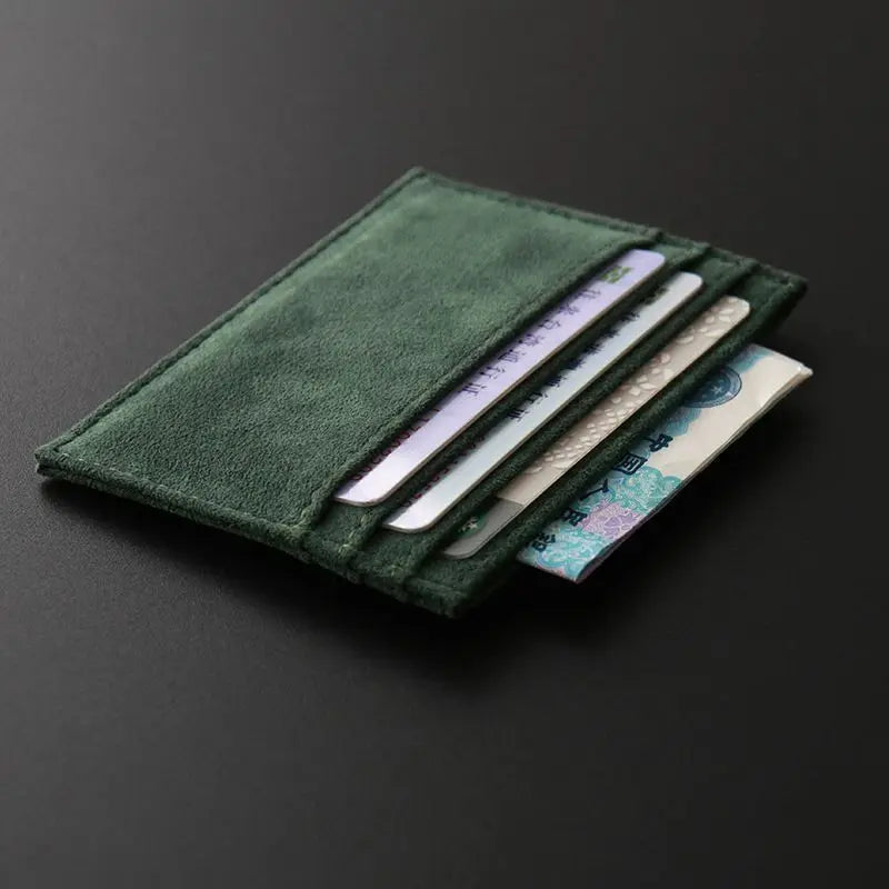 Slim Suede Leather Card Holder Wallet for Men