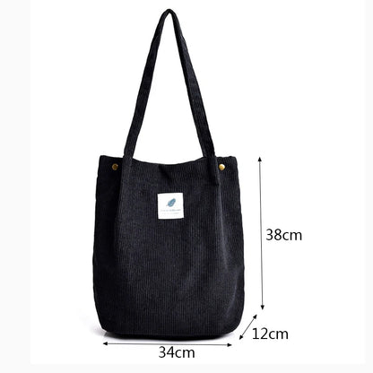 Corduroy Tote Bag – Large Eco-Friendly Reusable Shoulder Bag
