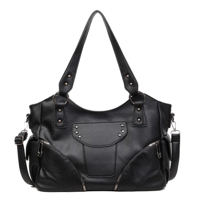 Motorcycle Style Tote Bag for Women – Y2K Leather Crossbody Shoulder Bag