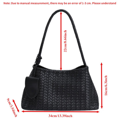 Woven Shoulder Bag for Women – Retro Underarm Handbag