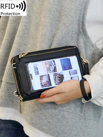 RFID Touchscreen Phone Wallet for Women – Large Capacity Crossbody Clutch
