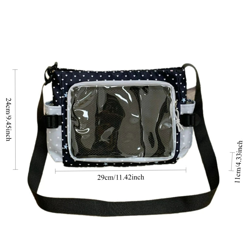 Itabag Large Capacity Crossbody Bag Clear Window Star Print
