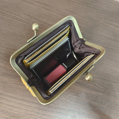 Genuine Leather Kiss Lock Coin Purse for Women