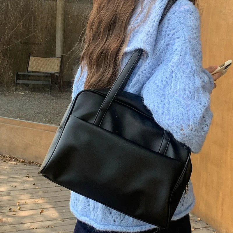 Large PU Leather Tote Bag – Soft Shoulder Bag for Women