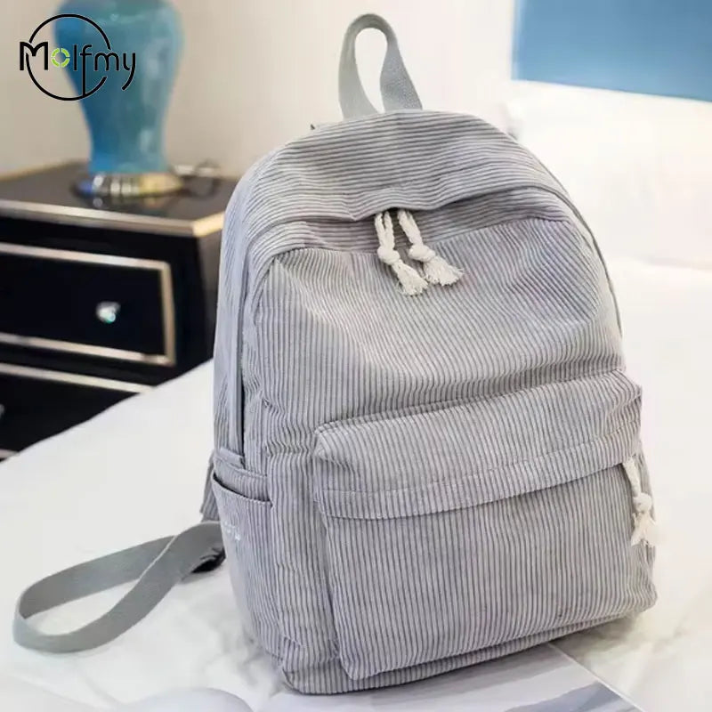 1pcs Personalized Backpack Large Capacity Corduroy Schoolbag Hand-Made Unique Name Custom Multicolor