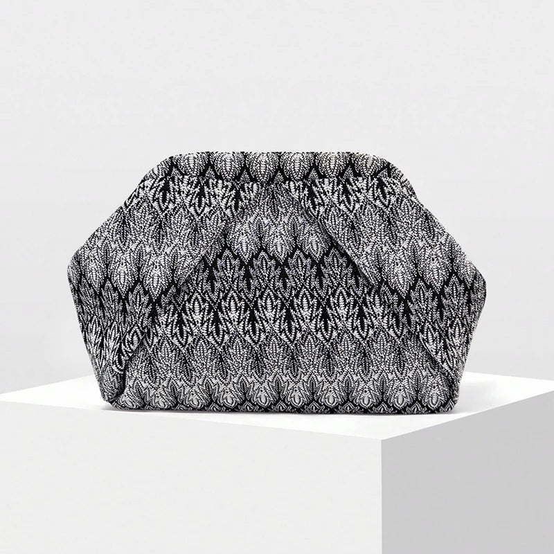 Bohemian Jacquard Clutch Bag – Women's Pleated Cloud Evening Purse