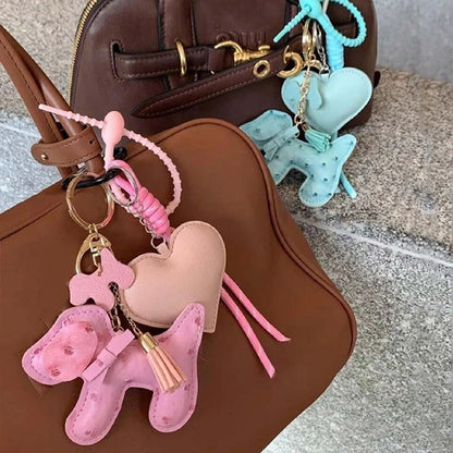 Leather Puppy Dog Keychain – Cute PU Leather Bag Charm Pendant
