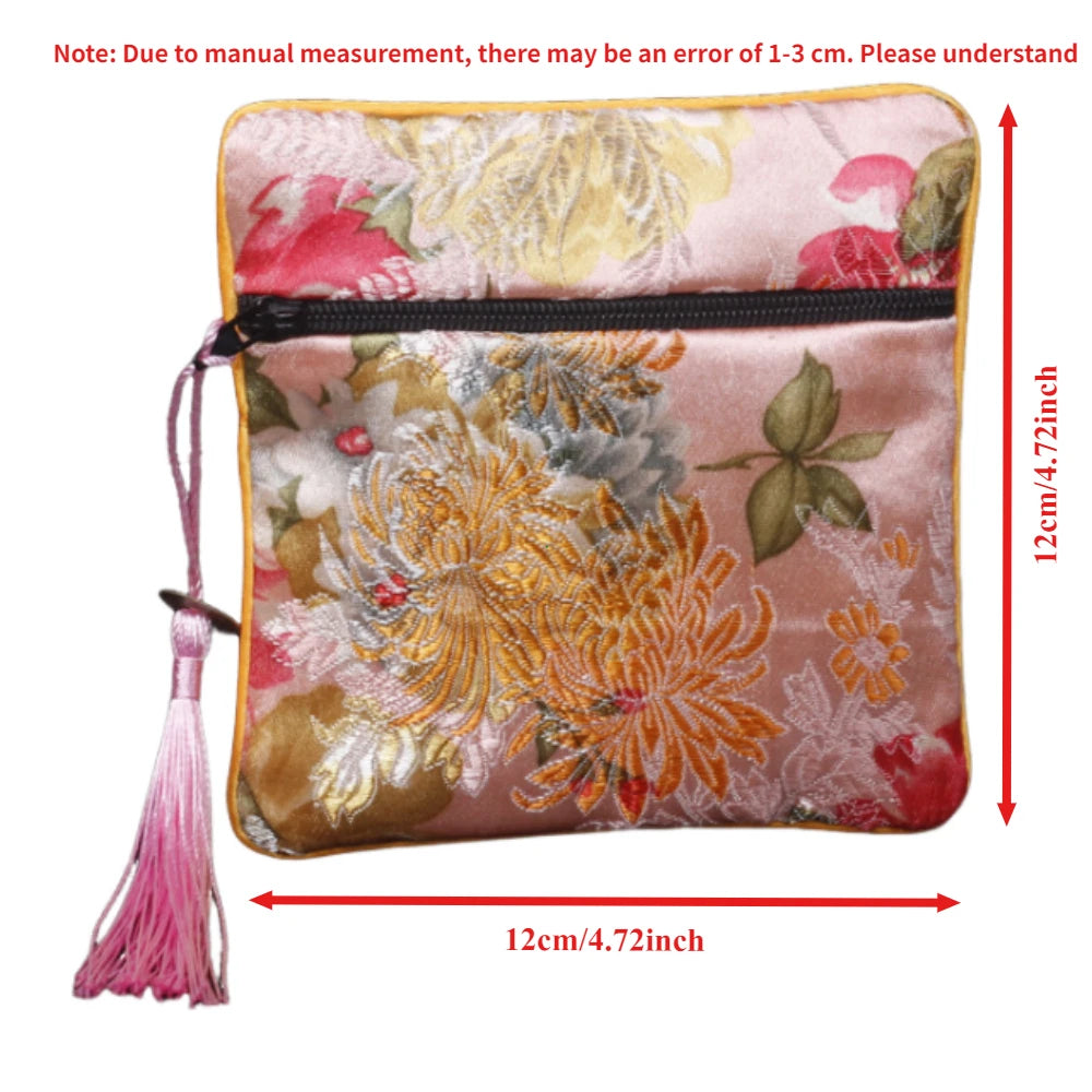 Embroidered Floral Coin Pouch – Chinese Style Jewelry Bag