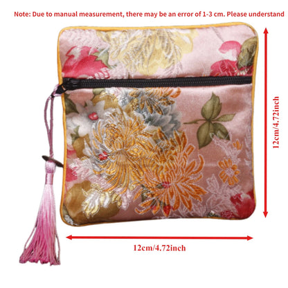 Embroidered Floral Coin Pouch – Chinese Style Jewelry Bag
