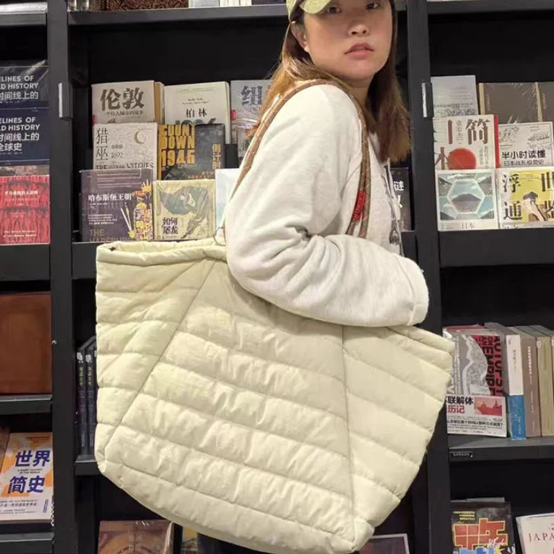 Quilted Puffer Tote Bag for Women – Lightweight Travel Shoulder Bag