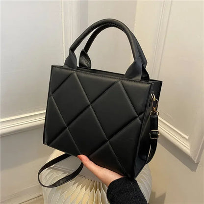 Quilted Plaid Handbag – Top Handle Crossbody Shoulder Bag