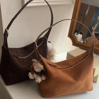 Vintage Leather Shoulder Bag – Large Capacity Underarm Purse for Women