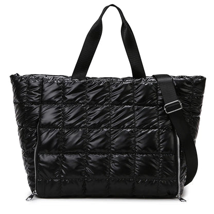 Quilted Puffer Tote Bag – Large Travel & Gym Shoulder Bag