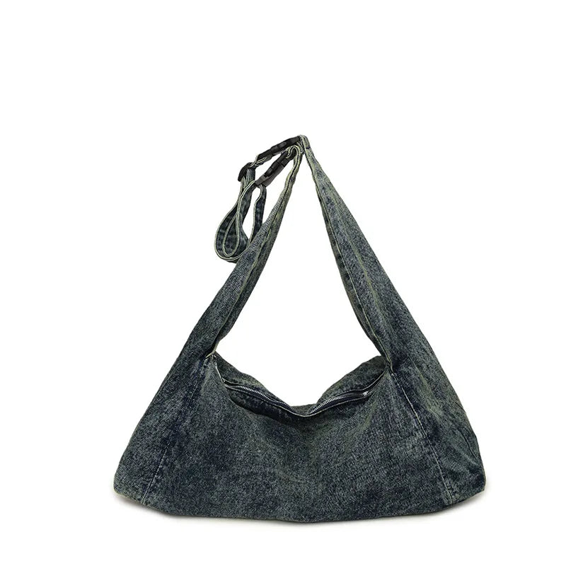 Casual Retro Denim Shoulder Bag Lightweight Large-Capacity Handbag Korean Lazy Style Underarm