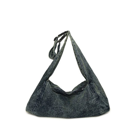 Casual Retro Denim Shoulder Bag Lightweight Large-Capacity Handbag Korean Lazy Style Underarm
