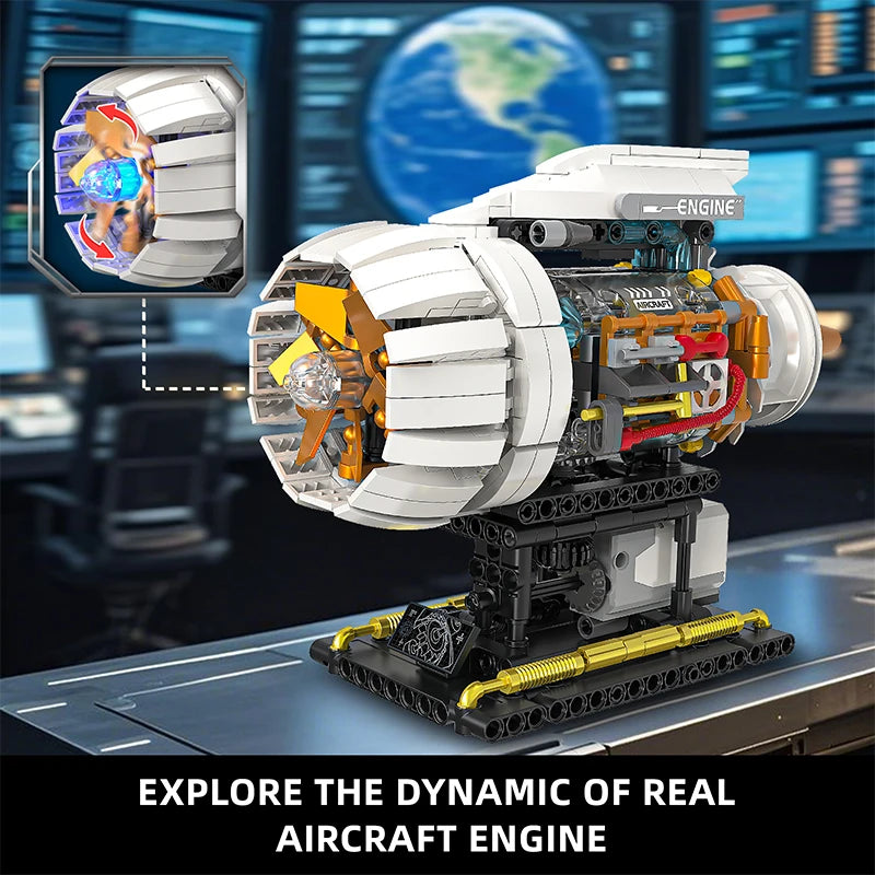 Aircraft Jet Engine Building Blocks – 635pcs Electric MOC Model