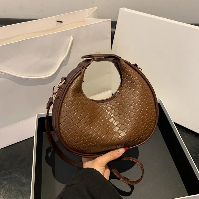 Woven Lattice Crossbody Shoulder Bag for Women – PU Leather