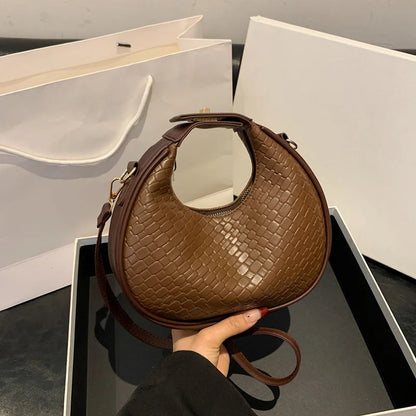 Woven Lattice Crossbody Shoulder Bag for Women – PU Leather