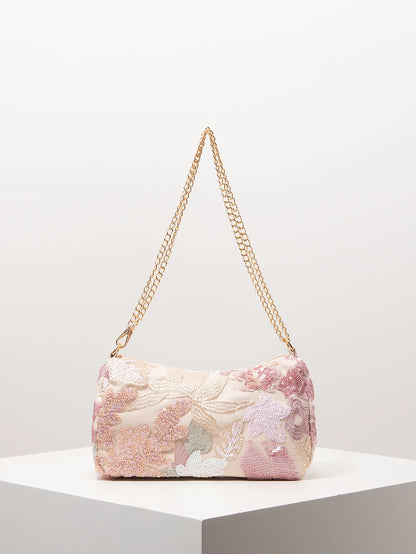 Floral Sequin Shoulder Bag – Beaded Embroidery Chain Strap Purse