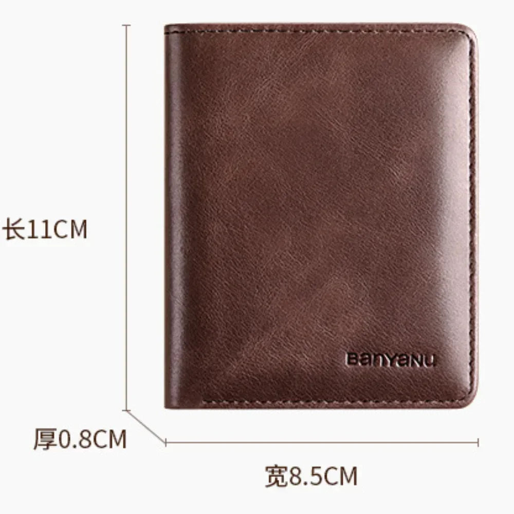 RFID Blocking Genuine Leather Wallet for Men – Slim Vertical Bifold with Card Holder