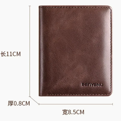RFID Blocking Genuine Leather Wallet for Men – Slim Vertical Bifold with Card Holder