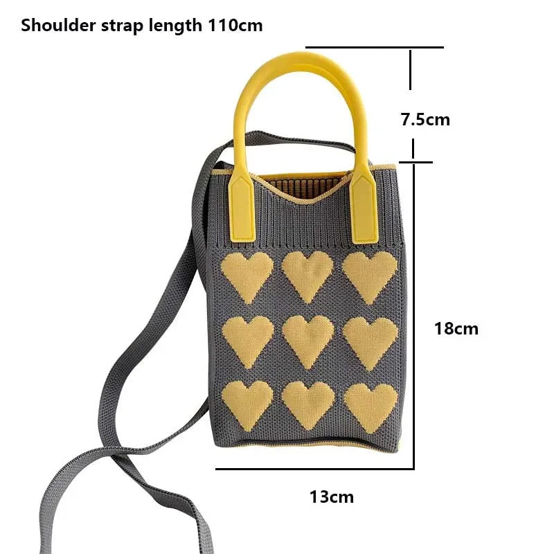 Heart Knit Mini Handbag – Cute Women's Shoulder & Crossbody Bag
