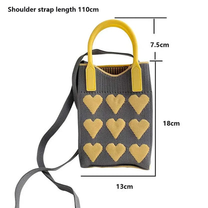 Heart Knit Mini Handbag – Cute Women's Shoulder & Crossbody Bag