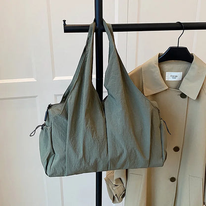 Trendy Wrinkled Fabric Top Handle Bag Comfortable Versatile Texture Shoulder Large Capacity