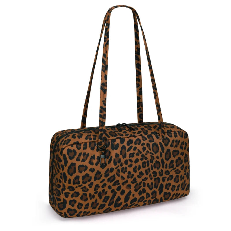 Nylon Shoulder Bag – Polka Dot & Leopard Print Tote for Women