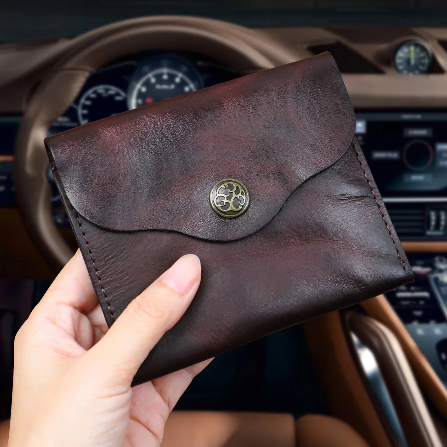Slim Minimalist Leather Wallet – Handmade Card & Coin Holder for Men & Women