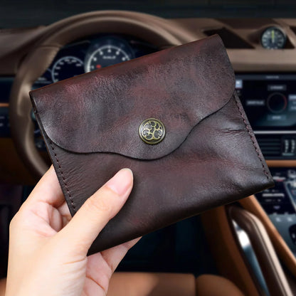 Slim Minimalist Leather Wallet – Handmade Card & Coin Holder for Men & Women