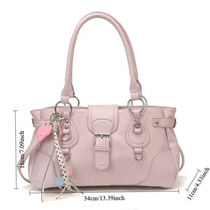 Women's Vintage Leather Handbag – Y2K Chic Shoulder Bag