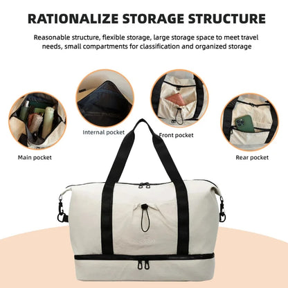 Large Capacity Gym Duffel Bag with Shoe Compartment for Travel & Yoga