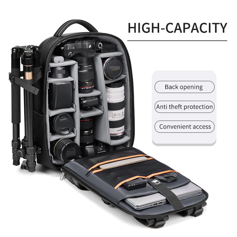 Professional SLR Camera Backpack – 40L Waterproof Travel Bag with Tripod Holder